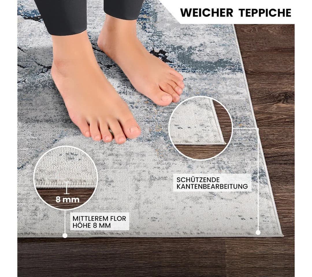 Livabliss Teppich BERLIN Rechteckig 10 mm Moderner Designerteppich Marmor Optik Kurzflor Wohnzimmerteppich - Bild 3