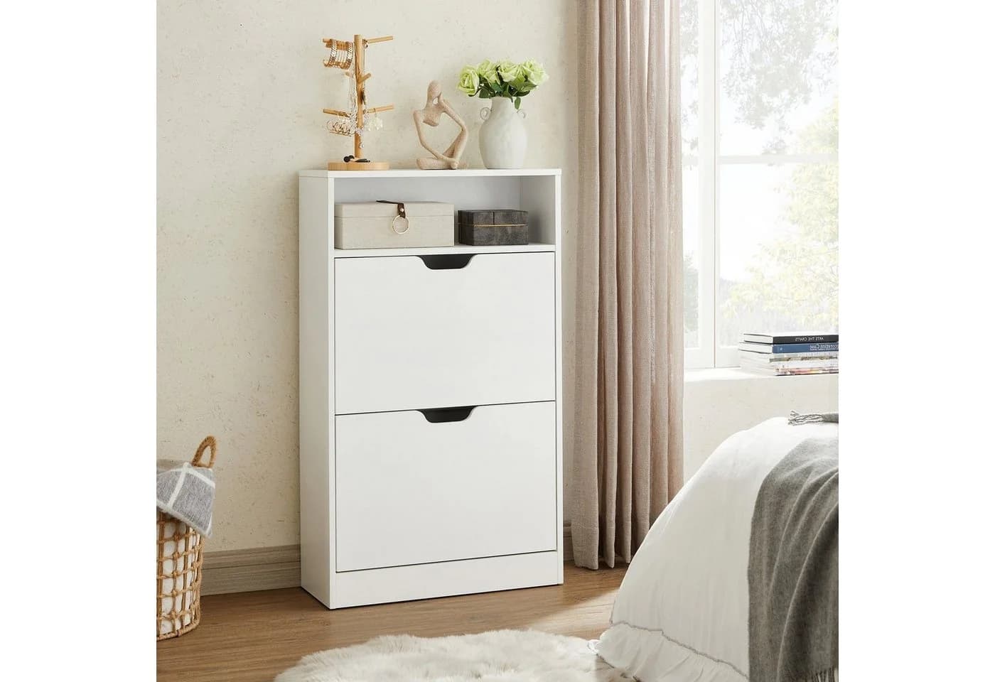 VASAGLE Schuhschrank Schuhregal 2 oder 3 Klappen Weiß - Bild 3