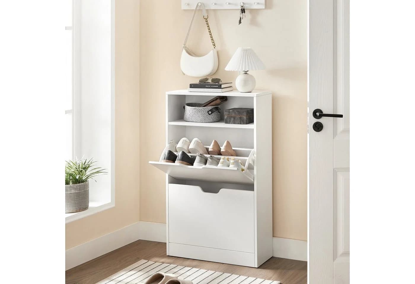 VASAGLE Schuhschrank Schuhregal 2 oder 3 Klappen Weiß - Bild 4