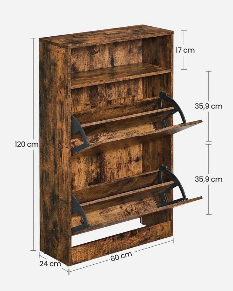 VASAGLE Schuhschrank 60x24x102 cm Holzspanplatte - Bild 3