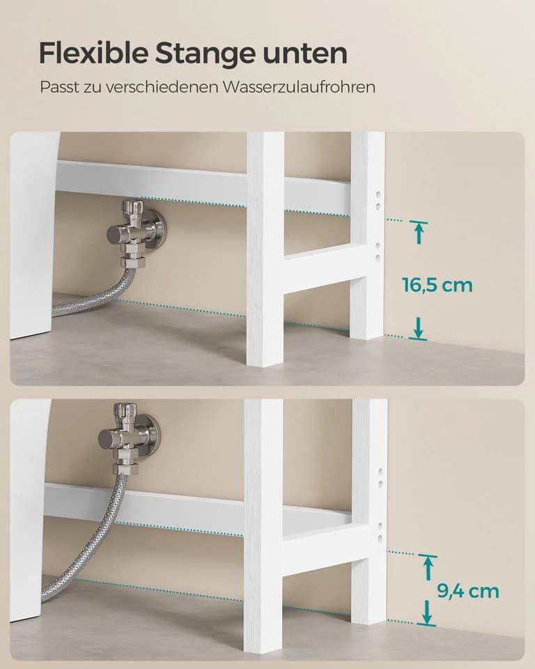 SONGMICS Badregal Bambus Wolkenweiß 3-stöckig verstellbar - Bild 5