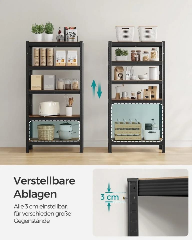 SONGMICS Standregal Bücherregale 2-tlg. Küchenregal Schwarz - Bild 5