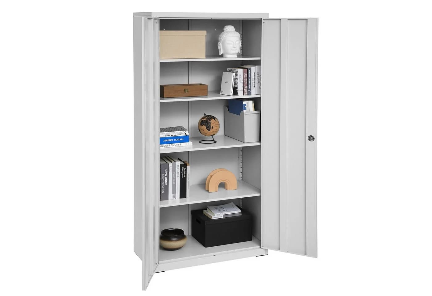 SONGMICS Aktenschrank Mehrzweckschrank Stahl-Aufbewahrungsschrank 5 Ebenen Doppeltüren Grau - Bild 3