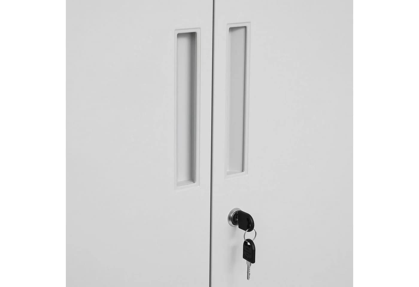 SONGMICS Aktenschrank Mehrzweckschrank Stahl-Aufbewahrungsschrank 5 Ebenen Doppeltüren Grau - Bild 5