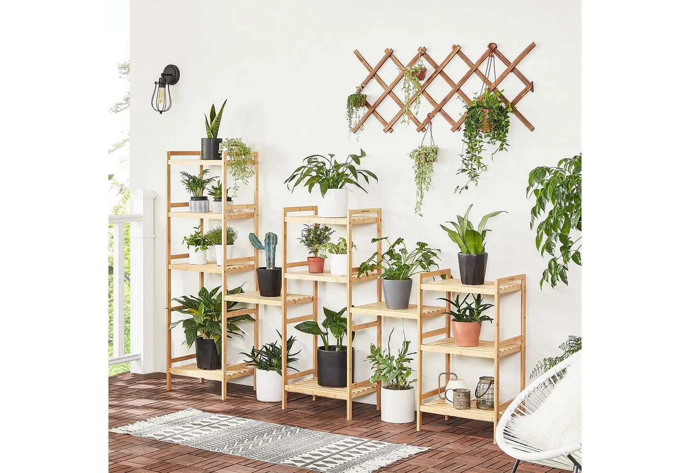 SONGMICS Badregal Bambusregal Küchenregal Bücherregal Standregal Naturfarben-Weiß - Bild 4