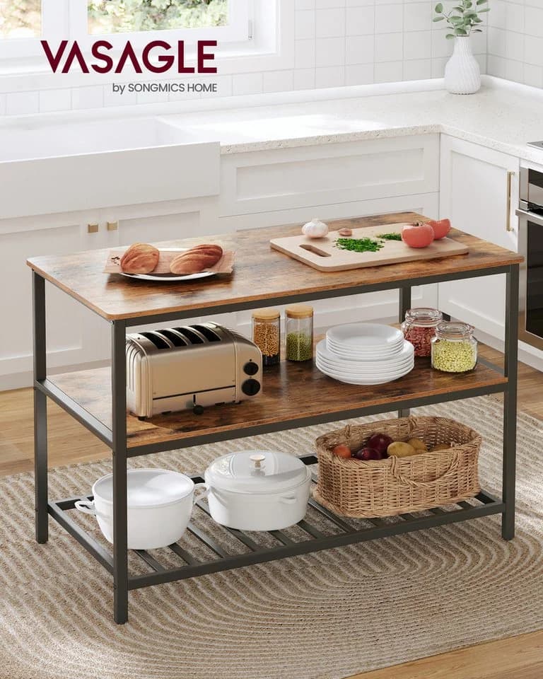VASAGLE Küchenregal Kücheninsel Standregal 60 x 120 x 90 cm