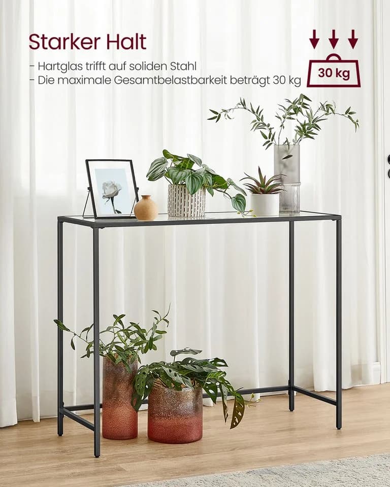 VASAGLE Konsolentisch Beistelltisch Hartglas Moderner Sofatisch Flur - Bild 4