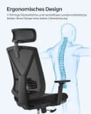 SONGMICS Bürostuhl mit Fußstütze Ergonomischer Schreibtischstuhl Schwarz Bild 1