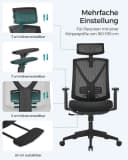 SONGMICS Bürostuhl mit Fußstütze Ergonomischer Schreibtischstuhl Schwarz Bild 4