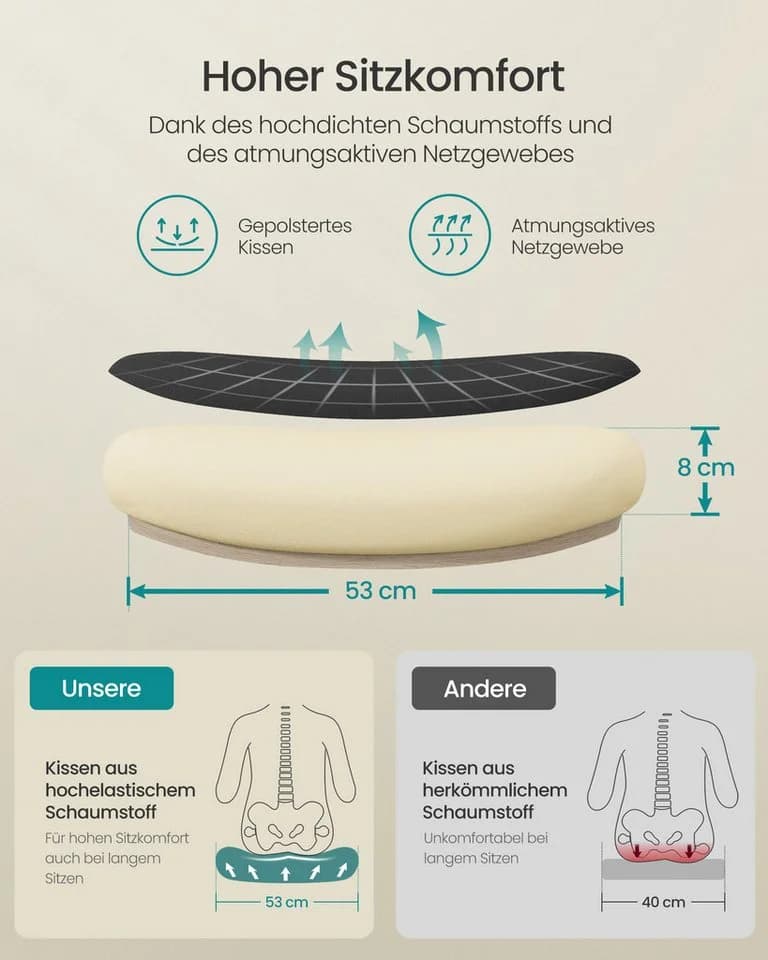 SONGMICS Bürostuhl Ergonomisch Drehstuhl Mesh Wippfunktion Klappbare Armlehnen Schwarz - Bild 5