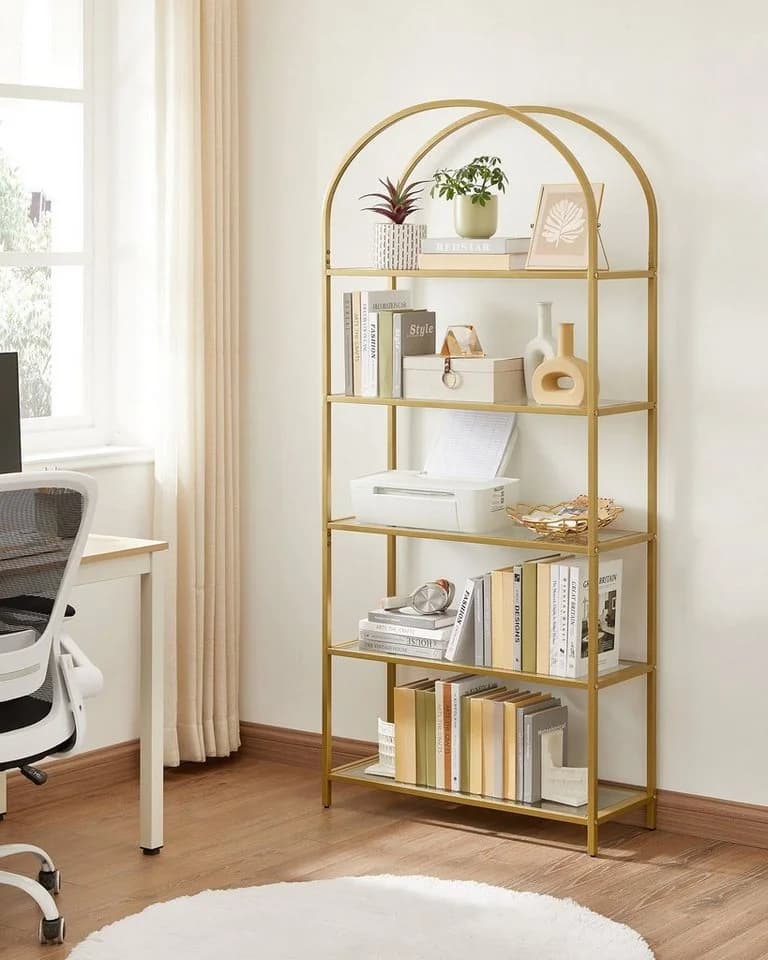 VASAGLE Bücherregal Standregal 5 Ebenen 183,5 cm Golden - Bild 2