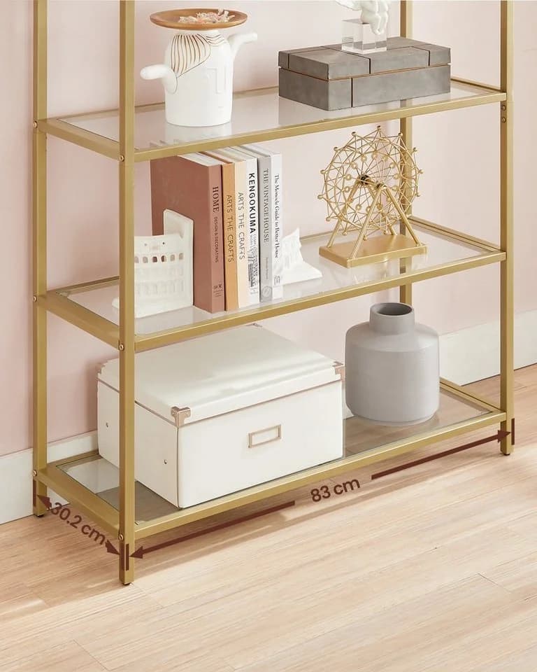 VASAGLE Bücherregal Standregal 5 Ebenen 183,5 cm Golden - Bild 3