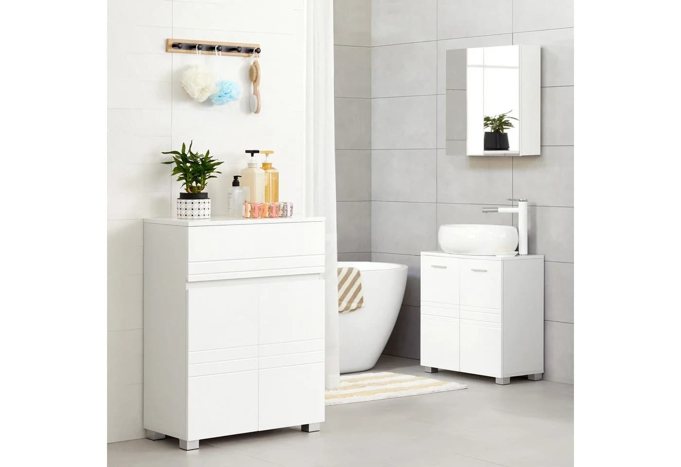 VASAGLE Badkommode Badezimmerschrank Weiß - Bild 3