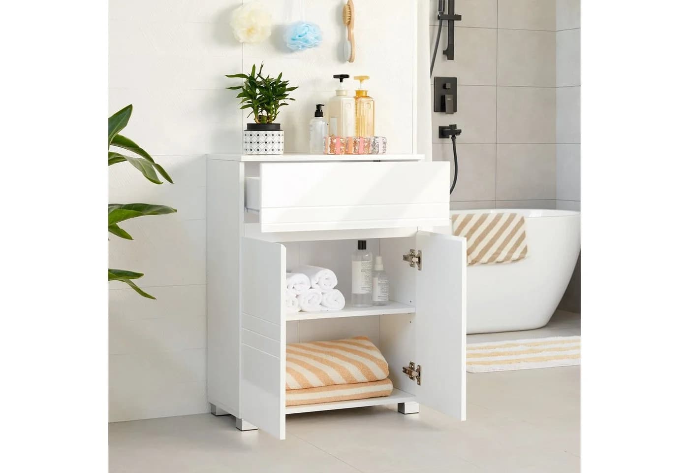 VASAGLE Badkommode Badezimmerschrank Weiß - Bild 4