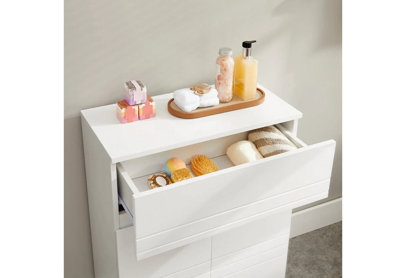 VASAGLE Badkommode Badezimmerschrank Weiß - Bild 5