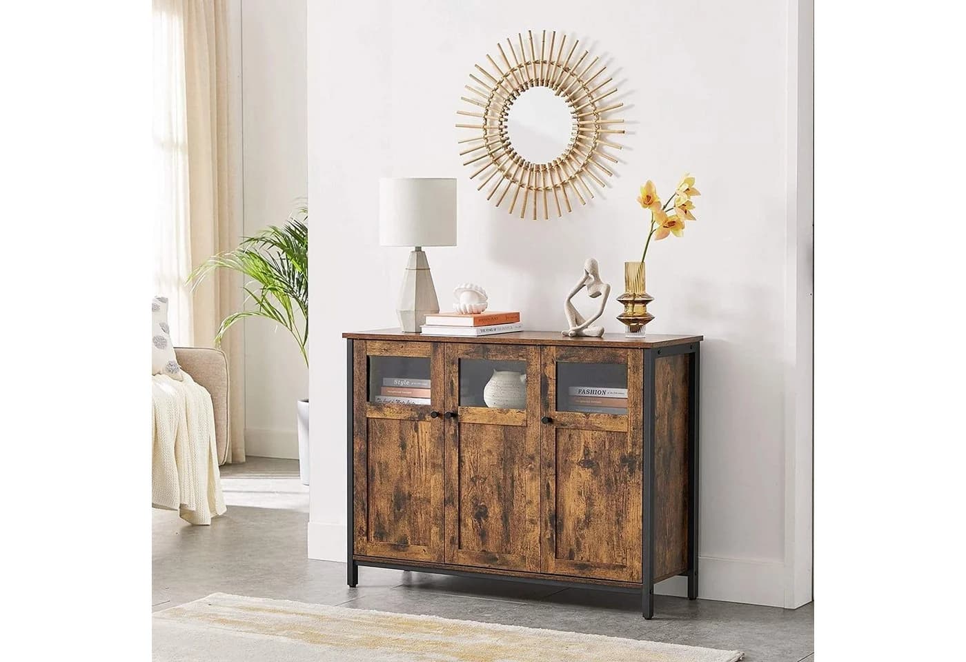 VASAGLE Sideboard Küchenschrank Stahlrahmen Industrie 100 x 35 x 75 cm - Bild 4