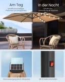 SONGMICS Sonnenschirm 270cm LED-Beleuchtung Taupe/Grau/Beige Bild 4