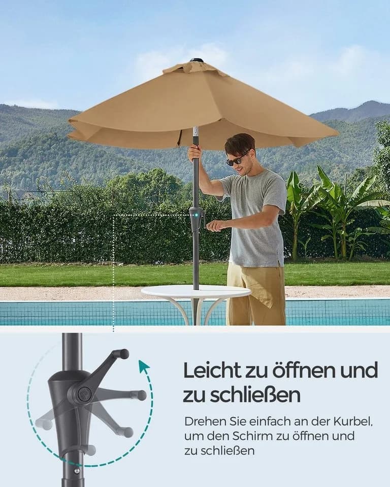 SONGMICS Sonnenschirm UPF 50+ mit Kurbel 200cm - Bild 3