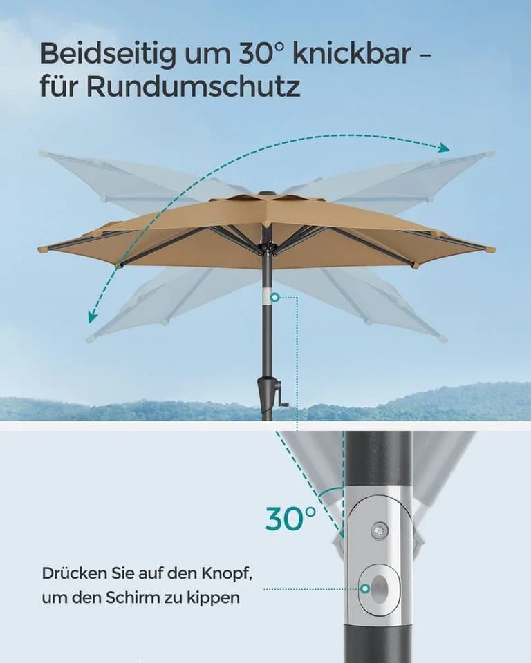 SONGMICS Sonnenschirm UPF 50+ mit Kurbel 200cm - Bild 4