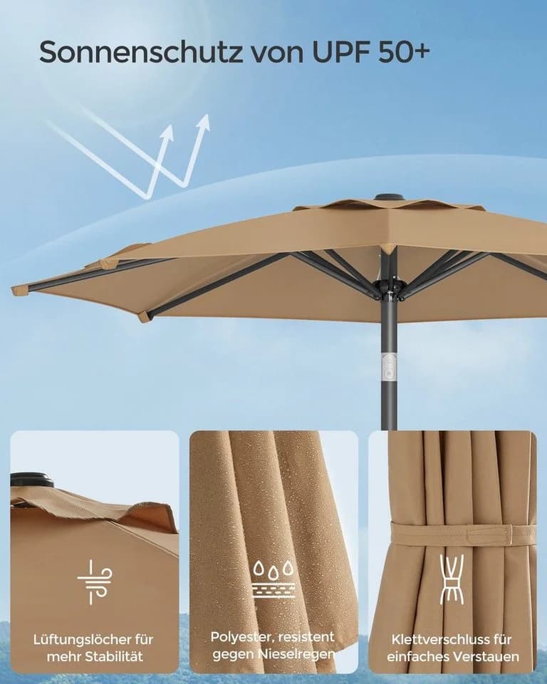 SONGMICS Sonnenschirm UPF 50+ mit Kurbel 200cm - Bild 5