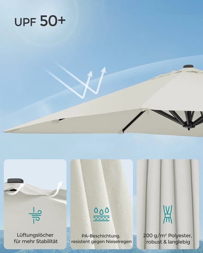 SONGMICS Sonnenschirm 290x290 cm UPF 50+ 360° drehbar - Bild 3