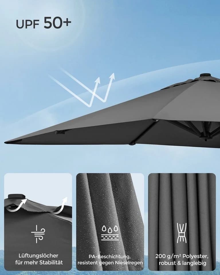 SONGMICS Sonnenschirm 290x290 cm UPF 50+ 360° drehbar - Bild 3