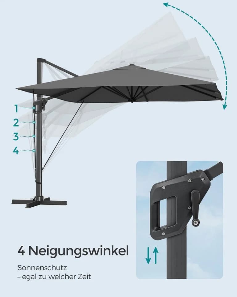 SONGMICS Sonnenschirm 290x290 cm UPF 50+ 360° drehbar - Bild 5