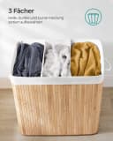 SONGMICS Wäschekorb Bambus 3 Fächer 150 L Bild 5