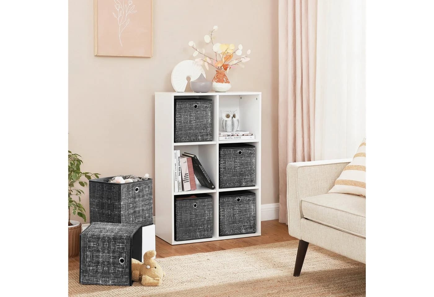 SONGMICS Aufbewahrungsboxen 6er Set Schwarz Vliesstoff