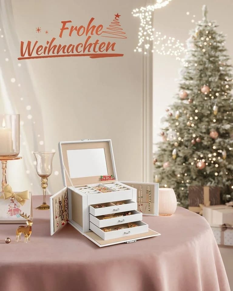 SONGMICS Schmuckkasten 4 Ebenen Weiß - Bild 3