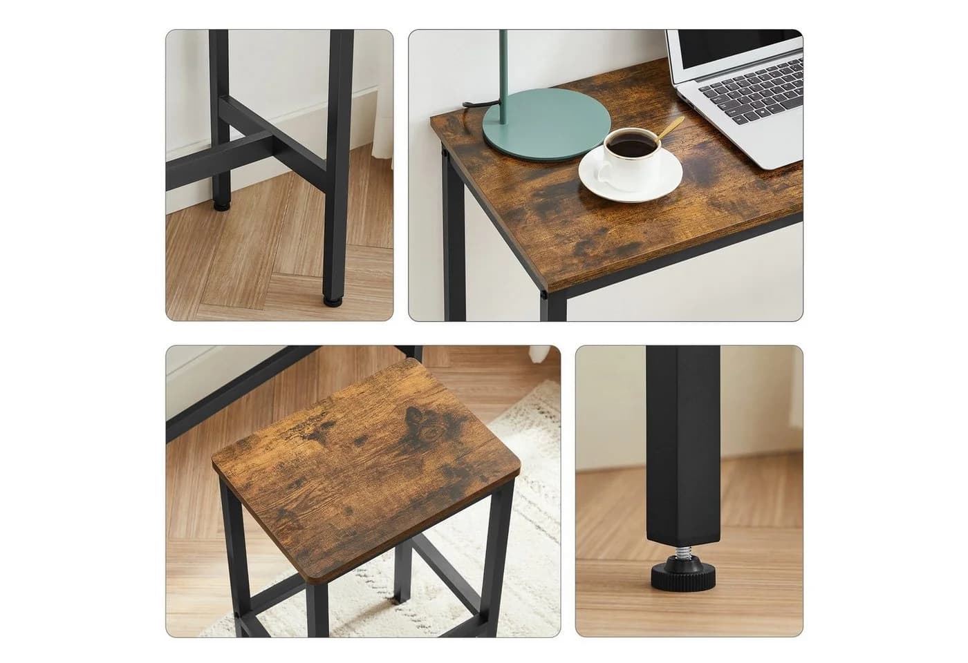 VASAGLE Bartisch-Set Stehtisch 100x40x90cm mit 2 Barhockern - Bild 5