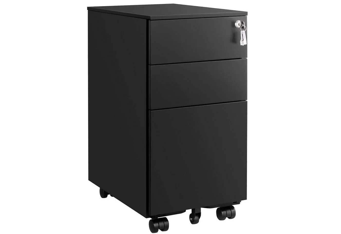 SONGMICS Aktenschrank Rollcontainer 3 Schubladen Weiß/Schwarz Stahl - Bild 2