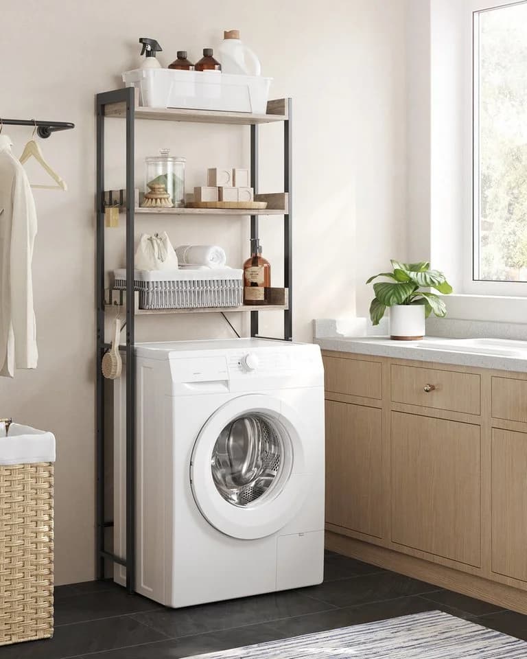 VASAGLE Badregal Toilettenregal Waschmaschinenregal 3 Ablagen Braun