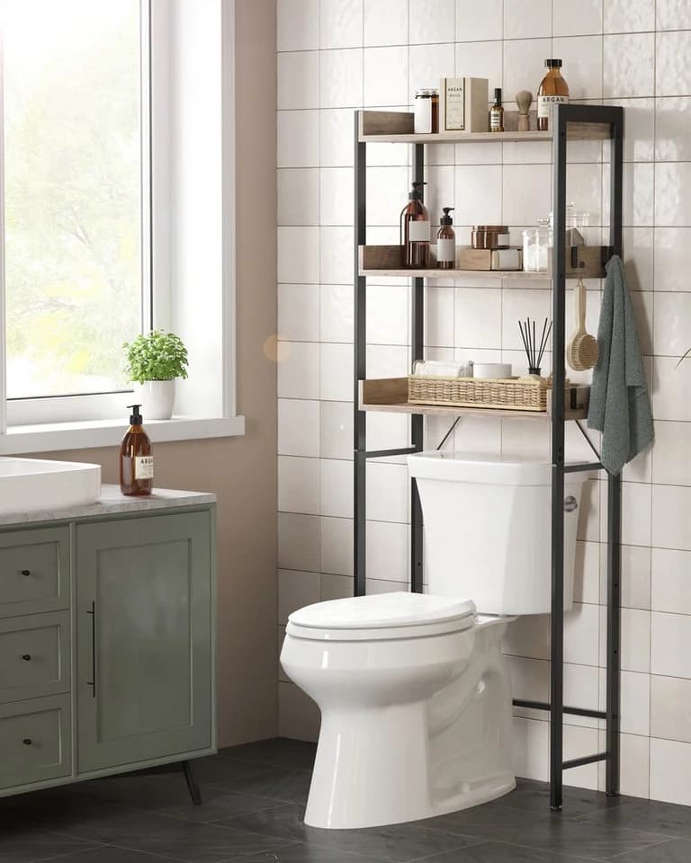 VASAGLE Badregal Toilettenregal Waschmaschinenregal 3 Ablagen Braun - Bild 2