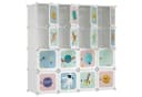 SONGMICS Kinderkleiderschrank Kinderregal 4 Kleiderstangen 16 Würfel Weiß Bild 1