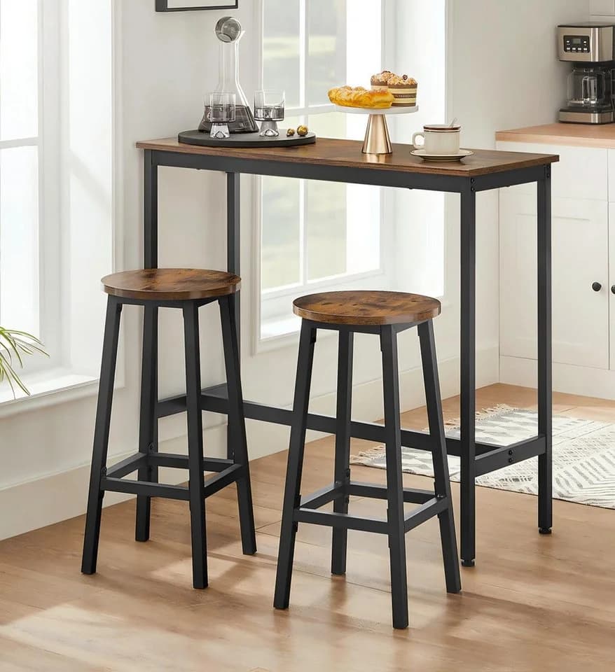 VASAGLE Bartisch Küchentisch-Set Stehtisch 100 x 40 x 90 cm mit 2 Barhockern - Bild 2