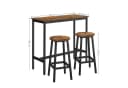 VASAGLE Bartisch Küchentisch-Set Stehtisch 100 x 40 x 90 cm mit 2 Barhockern Bild 3