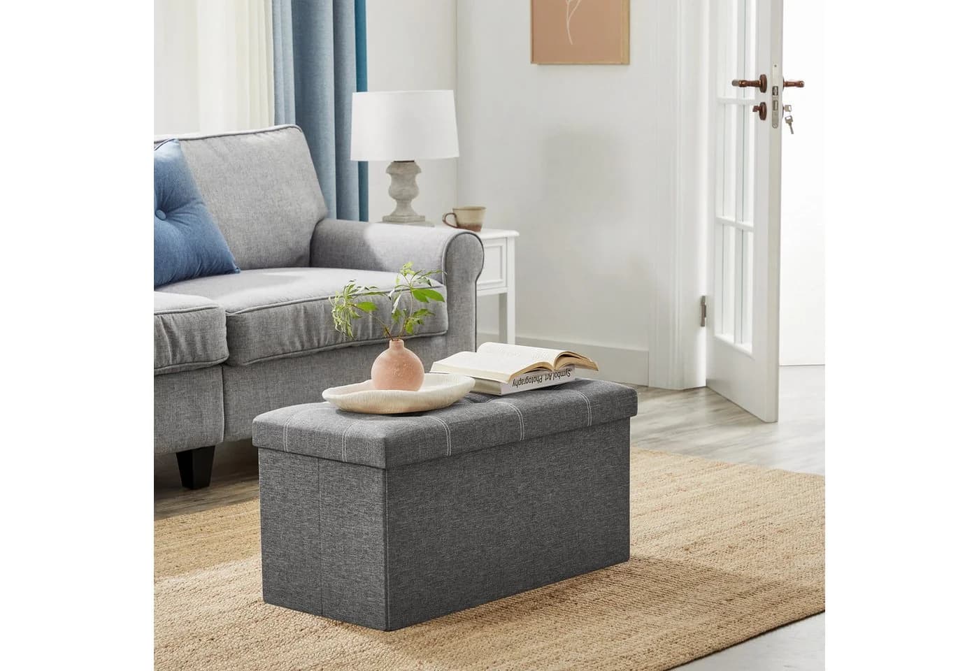 SONGMICS Sitzbank Sitzhocker Stauraum Faltbar 76/110x38x38 cm - Bild 3