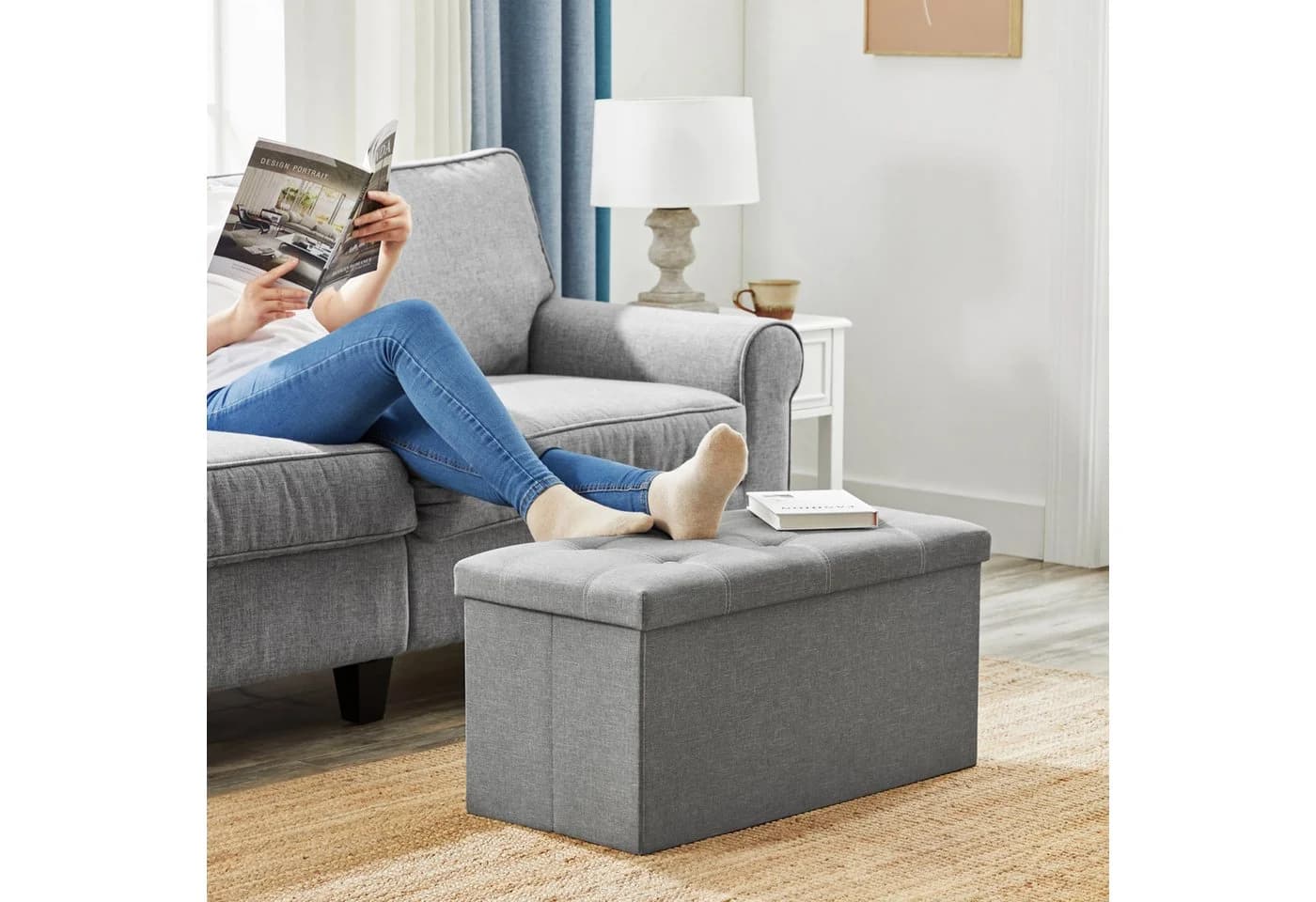 SONGMICS Sitzbank Sitzhocker mit Stauraum faltbar 76 / 110 x 38 x 38 cm - Bild 5