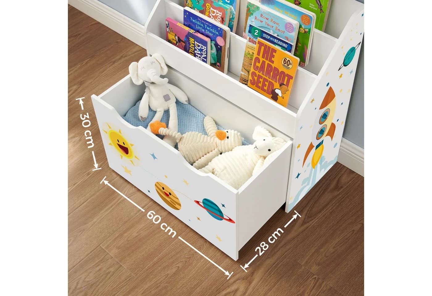 SONGMICS Spielzeugtruhe Kinderzimmerregal 3 Fächern mit Rollen - Bild 5