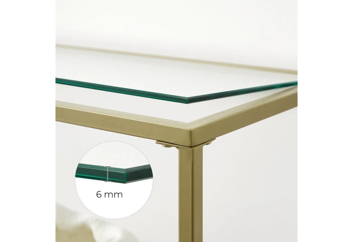 VASAGLE Konsolentisch Beistelltisch Flurtisch 130cm Hartglas Gold - Bild 5