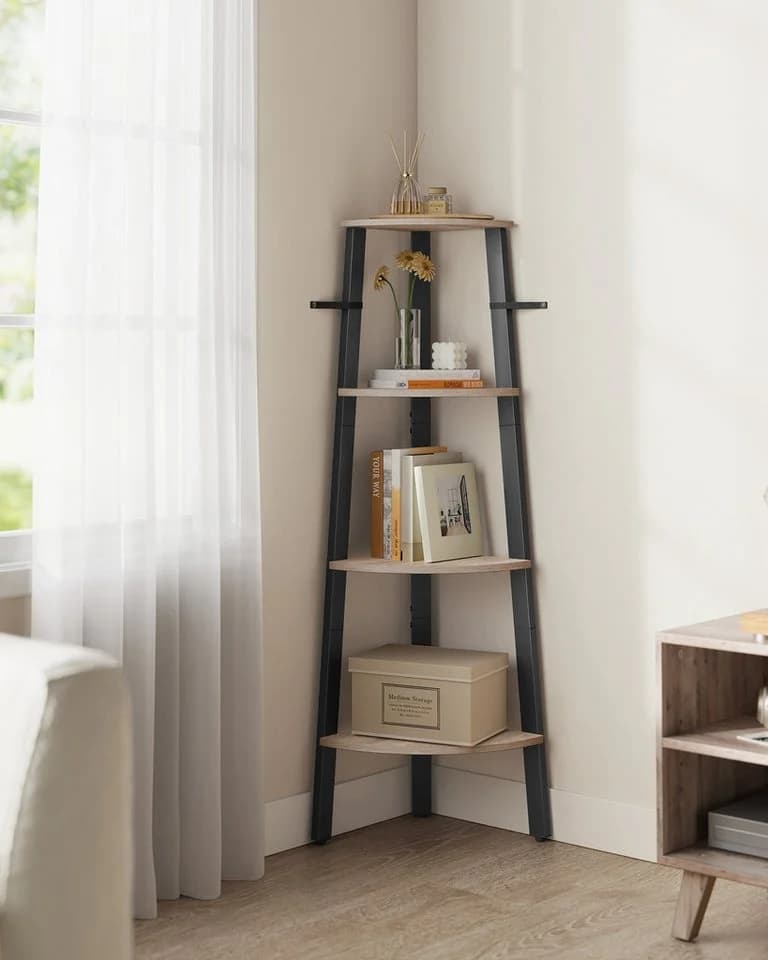 VASAGLE Eckregal Bücherregal 4/5 Ebenen 125/159cm Stahlrahmen