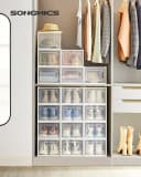 SONGMICS Schuhboxen 18 St. Faltbar Transparent-Weiß Bild 1