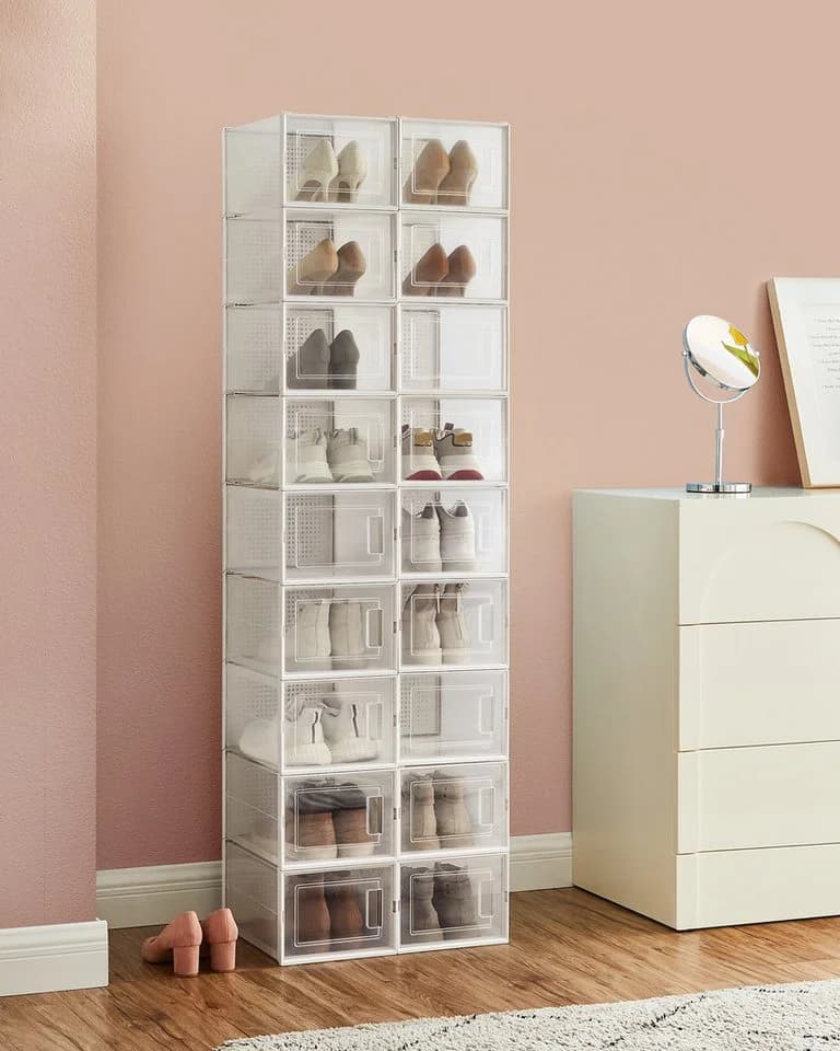 SONGMICS Schuhboxen 18 St. Faltbar Transparent-Weiß - Bild 3