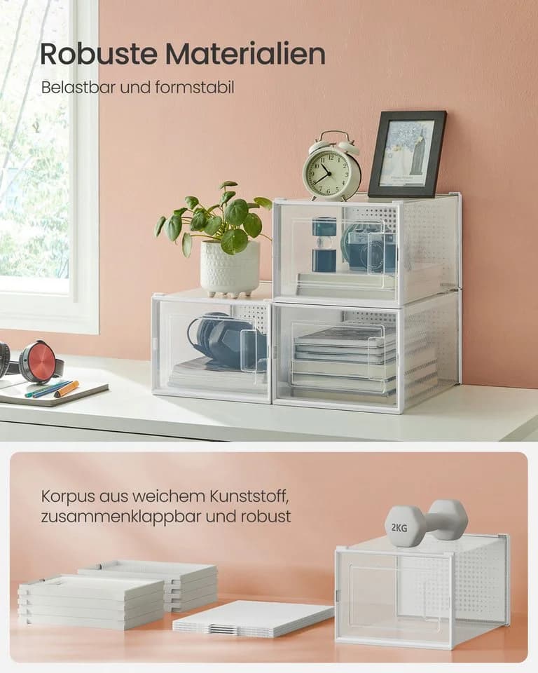 SONGMICS Schuhboxen 18 St. Faltbar Transparent-Weiß - Bild 5