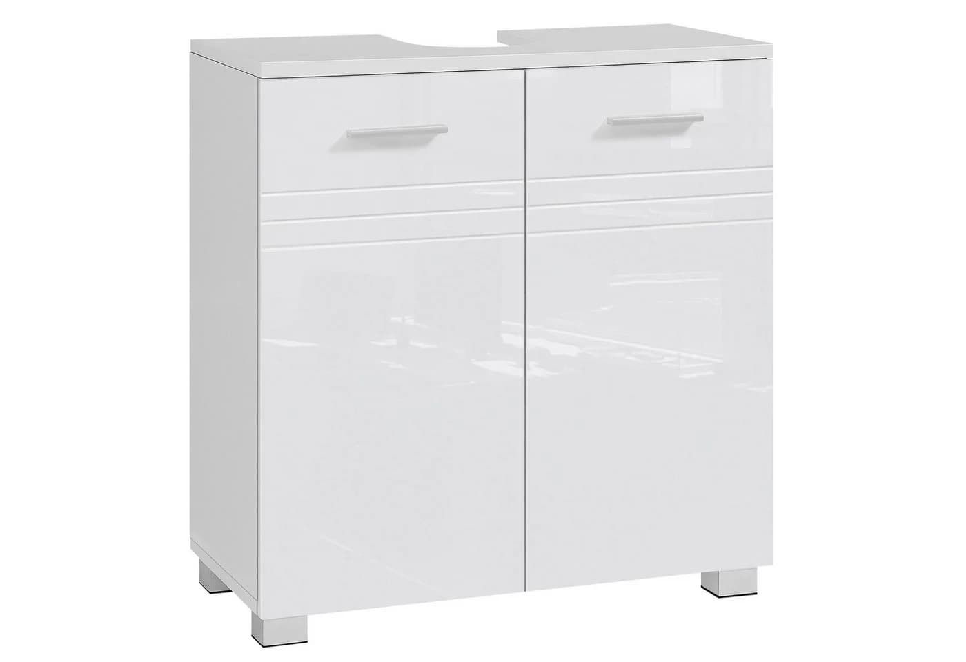 VASAGLE Badschrank mit Doppeltür und verstellbarer Ablage Weiß - Bild 2