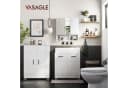 VASAGLE Badschrank mit Doppeltür und verstellbarer Ablage Weiß Bild 3