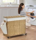 SONGMICS Wäschekorb 140 L 3 Fächer Grau Bild 1