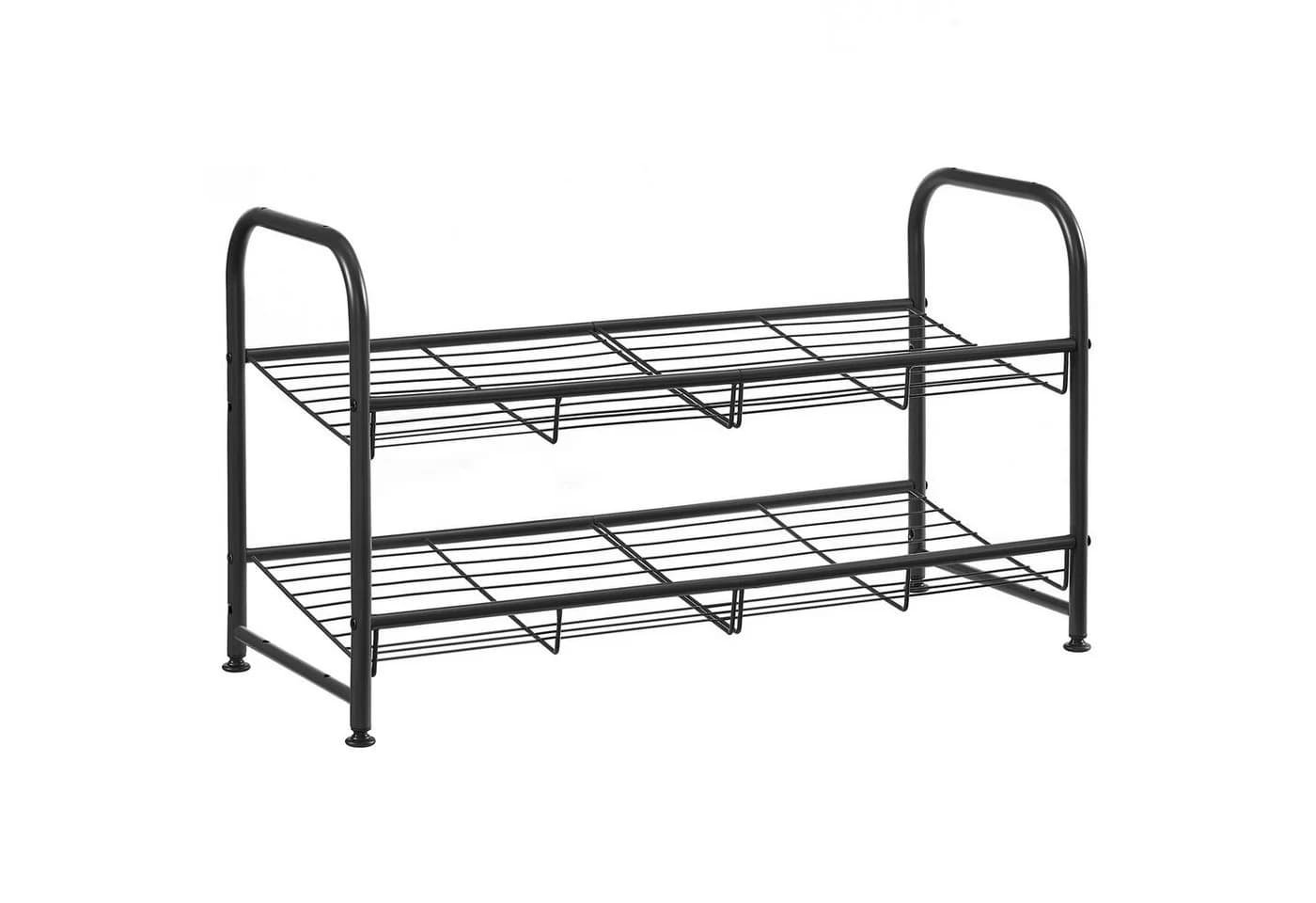 SONGMICS Schuhregal Schuh-Organizer, 2-4 Ablagen, bis zu 16 Paar Schuhe Schwarz Stahl - Bild 2
