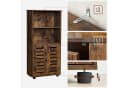 VASAGLE Highboard Bücherschrank Lamellentüren 2 offene Fächer Braun Bild 5